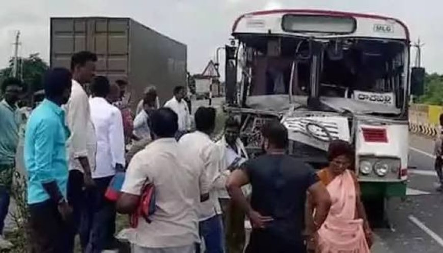 ఆర్టీసీ బస్సు అదుపు తప్పి ప్రమాదం – ప్రయాణికులు సురక్షితంగా బయటపడ్డారు